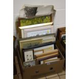 PAINTINGS AND PRINTS, a box of assorted pictures, including unframed prints (one box)