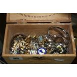 A BOX OF COSTUME JEWELLERY