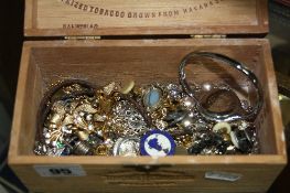 A BOX OF COSTUME JEWELLERY