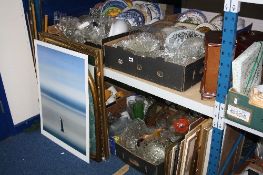 NINE BOXES GLASSWARE, CERAMICS, PICTURES ETC (all monies raised in aid of for the love of