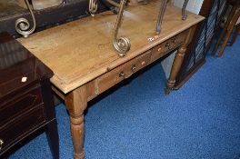 AN EARLY 20TH CENTURY PINE HALL TABLE, with two small drawers
