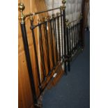 A VICTORIAN BRASS AND METAL 4' BED FRAME, with irons (sd)