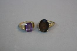 TWO 9CT DRESS RINGS, ring sizes L & O, approximate weight 7.7 grams