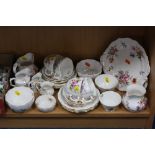 ROYAL CROWN DERBY 'DERBY POSIES' PART TEAWARES, to include various jugs, four cups, six saucers, six