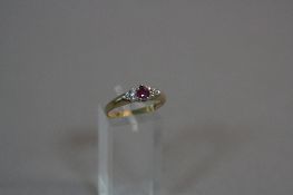 A 9CT RUBY AND DIAMOND RING, ring size Q1/2, approximate weight 3.0 grams
