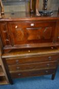 A MODERN MAHOGHANY HINGED BLANKET CHEST and a chest of three drawers (2)