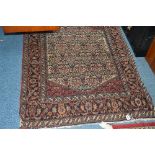 AN EARLY 20TH CENTURY PERSIAN RUG, multi strap border, central lozenge with dents, foliate pattern