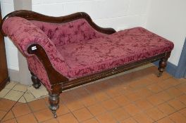 A STAINED PINE CHAISE LONGUE