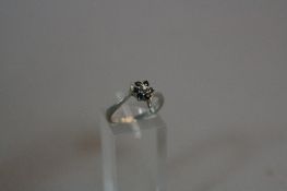 A 14CT WHITE GOLD SAPPHIRE AND DIAMOND RING, ring size M, approximate weight 2.6 grams