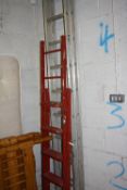 AN ALUMINIUM DOUBLE EXTENTION LADDER, and another ladder (2)