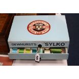 DEWHURST'S 'SYLKO' COTTON DRAWERS, containing various reels, width approximately 31cm