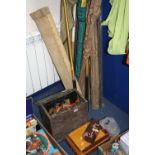 VARIOUS FISHING RODS, REELS, NETS, SNOOKER CUES, ETC, to include Ambassadeur Abu reel, Mitchell