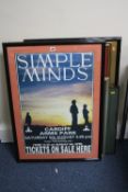 ROCK AND POP INTEREST, three framed posters/boards advertising U2 and Simple Minds at Cardiff Arms