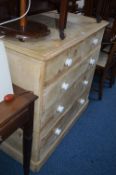 AN EARLY 20TH CENTURY STRIPPED PINE CHEST, of two short and three long drawers, approximate size