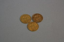 THREE HALF SOVEREIGNS, 1910 x 2 and 1911 x 1