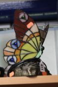 A NOVELTY TIFFANY STYLE LAMP, shaped as a Butterfly
