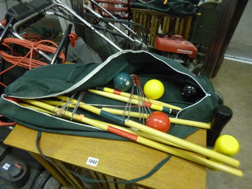 A CHILDS CROQUET SET