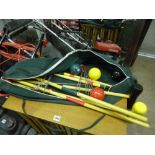 A CHILDS CROQUET SET