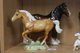 A BESWICK GALLOPING HORSE, No.1374 PALOMINO, (chip to ear), together with Shire Mare No.818,