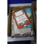 A SMALL BOX OF EPHEMERA, to include ordnance survey maps, letters, postcards, photos, Olympic