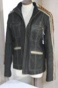 A LADIES BROWN SUEDE/LEATHER JACKET, label 'Confex Sourcing Leather Wear' size 17, and another