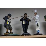 THREE DENNIS FAIRWEATHER FIGURES, 'Chef', 'County Policeman' and 'Fisherman lands a catch' (3)