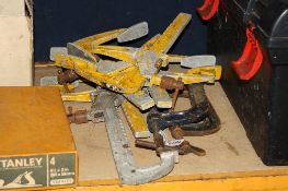 EIGHT VARIOUS METAL CLAMPS