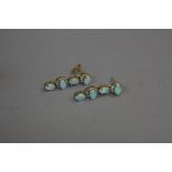 A PAIR OF 9CT OPAL AND DIAMOND DROP EARRINGS, approximate weight 3.2 grams
