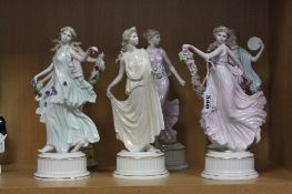 A SET OF SIX LIMITED EDITION WEDGWOOD FIGURES FROM THE DANCING HOURS FLORAL COLLECTION, all No.