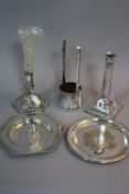 AN EDWARDIAN SILVER CANDLESTICK, (a.f), marks rubbed, height approximately 21cm, together with a