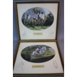 MONICA LONG (BRITISH 20TH CENTURY), a set of six Horse Racing scenes, watercolours, mounted as ovals