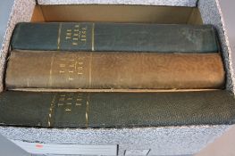 THREE LEATHER BOUND COPIES OF 'THE FIELD' MAGAZINE, dated 1866, 1867 and 1868, the 1866 copy has a