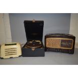 A KOLSTER-BRANDES WHITE BAKELITE RADIO, a Cossor Melody Maker brown bakelite radio and a Columbia