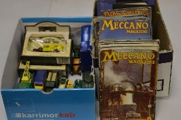 A SMALL QUANTITY OF BOXED AND UNBOXED LIGHTLY PLAYWORN DIECAST VEHICLES, to include several early