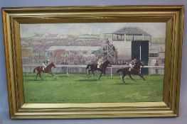 C.F. NOBLE, 'Pont L'Eveque' (S. Wragg) Winning The War Time 'Derby' at Newmarket 1940, oil on