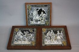 A SET OF THREE MINTON 'WAVERLEY' TILES, designed by John Moyr Smith, comprising 'Guy Mannering', '