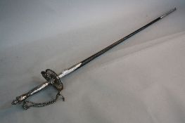 AN ENGLISH COURT SWORD BY EDE & RAVENSCROFT OF CHANCERY LANE, LONDON, slim triform blade