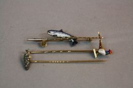 A LATE 19TH TO EARLY 20TH CENTURY COLLECTION OF GENTLEMAN'S STICK PINS, to include a rose cut