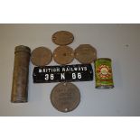 A COLLECTION OF ASSORTED RAILWAYANA, to include a quantity of cast iron repair plates (all in ex