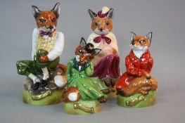 FOUR ROYALE STRATFORD LIMITED EDITION FIGURES OF FOXES, the taller pair 392 and 589 of 2500, heights