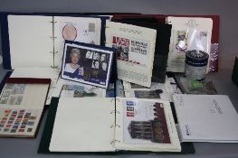 SIX ALBUMS OF STAMP/COIN COVERS, Royal Family, history of WWII, British Isles, with silver issues,