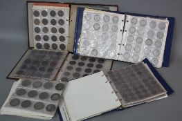FOUR COIN ALBUMS, containing some early British coinage date runs with lots of silver coins, to