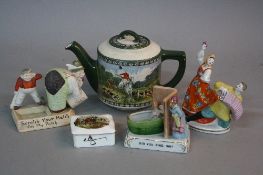 A ROYAL DOULTON SERIES WARE BACHELOR'S TEAPOT, printed with Fox hunting scenes, (s.d), together with