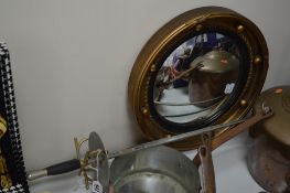 A PAIR OF DECORATIVE FENCING FOILS, and a gilt framed convex mirror (3)