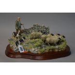 A BORDER FINE ARTS FIGURE GROUP, 'The Crossing', (shepherd, sheep and collie) B0013 by Ray Eyres (