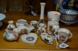 THIRTEEN PIECES OF CRESTED WARE, including Goss, Grafton china and Willow Art (13)