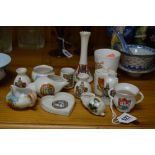 THIRTEEN PIECES OF CRESTED WARE, including Goss, Grafton china and Willow Art (13)