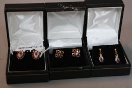 THREE PAIRS OF 9CT GOLD EARINGS