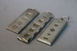 THREE SILVER INGOTS, approximate weight 104 grams