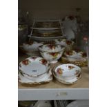 A ROYAL ALBERT OLD COUNTRY ROSES PART DINNER SERVICE, comprising bread and butter plate, six